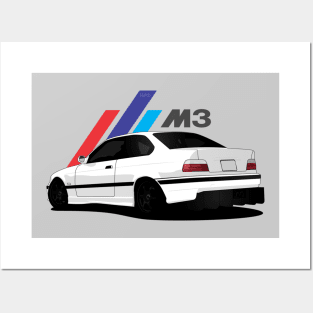 Bmw E36 M3 White Posters and Art